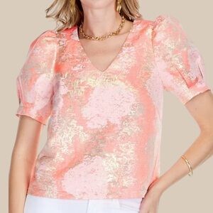 Jade Melody Tam Gold Dust Puff Sleeve Top